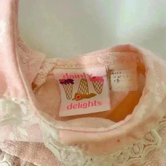 Vintage Dainty Delights Peach Pink Floral Ruffle Dress 12 Month Baby - Picture 3 of 4